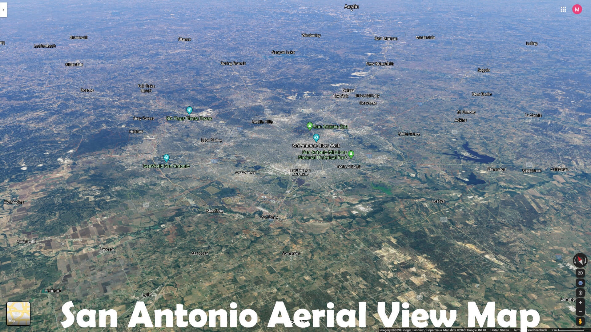 San Antonio Vue Aerienne carte